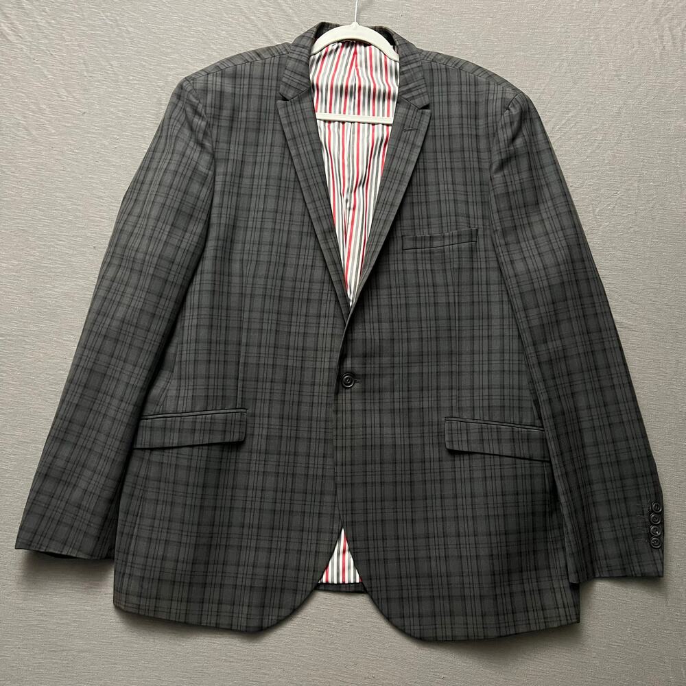 Dolce Vita Italy Plaid Blazer Gray Black Oversized 54L 48W Sports Jacket XL